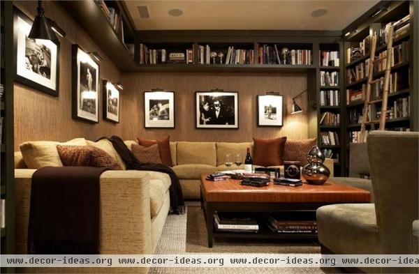 Dark Transitional Living Room by Kenneth Brown