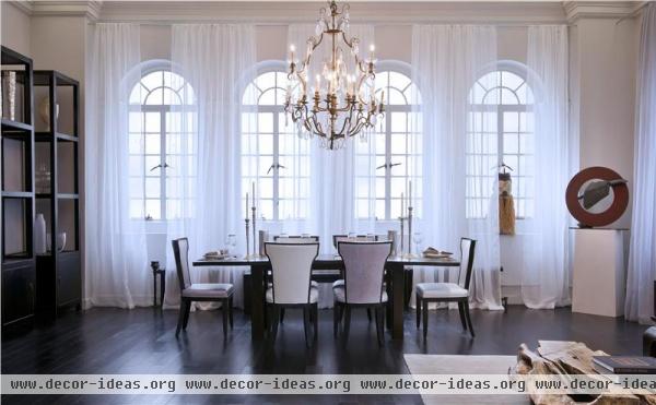 Airy Transitional Dining Room by Aline Matsika