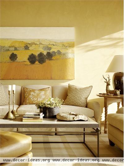 Sunny Transitional Living Room by Suzanne Tucker