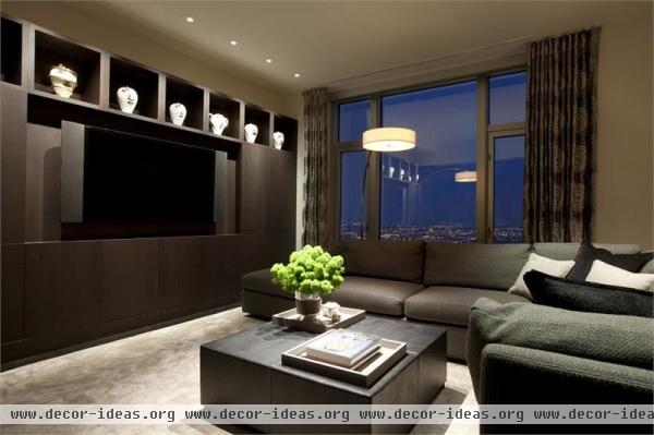 Dark Contemporary Media Room by Michael Abrams