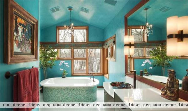 Dramatic Transitional Bathroom by Susan Brown