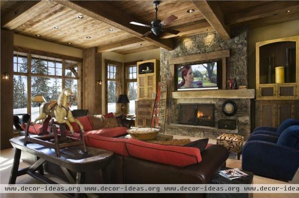 Cozy Country/Rustic Media Room by Jerry Locati