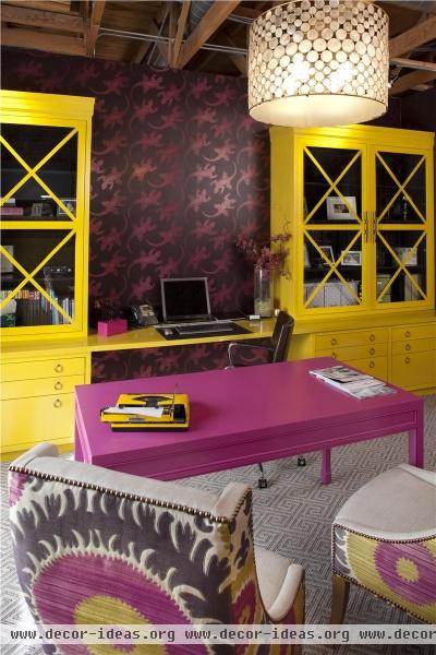 Dramatic Transitional Home Office by Tineke Triggs