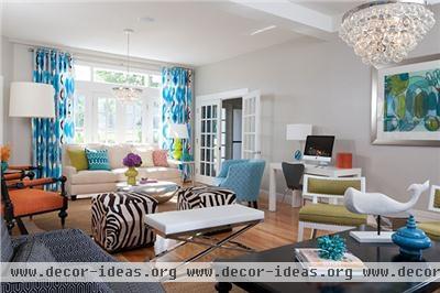 Dramatic Transitional Living Room by Rachel Reider