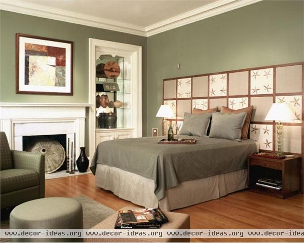 Relaxing Transitional Bedroom by Deborah Houseworth