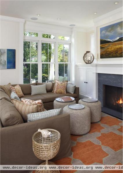 Cozy Transitional Family Room by Tineke Triggs