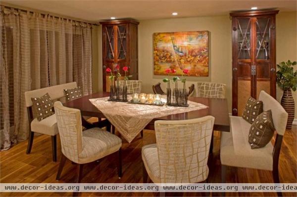 Homey Transitional Dining Room by Susan Jay Freeman