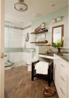 Relaxing Transitional Bathroom by Nicole Rice