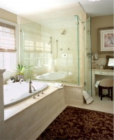 Light Transitional Bathroom by Diane Paparo