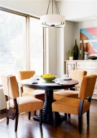 Sunny Transitional Dining Room by Laura Britt