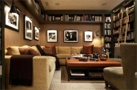 Dark Transitional Living Room by Kenneth Brown