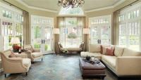 Airy Transitional Family Room by Nicole Hogarty