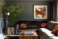 Cozy Contemporary Family Room by Jessica Helgerson