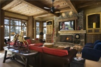 Cozy Country/Rustic Media Room by Jerry Locati