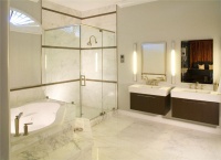 Open Contemporary Bathroom by Heather Soto