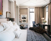 Relaxing Transitional Bedroom by Jamie Herzlinger