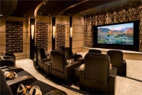 Dark Contemporary Media Room by Lori Carroll