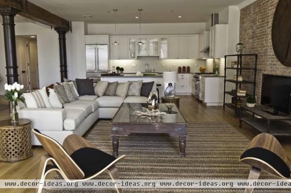 Spice Warehouse Tribeca Loft Kitchen view - contemporary - living room - new york