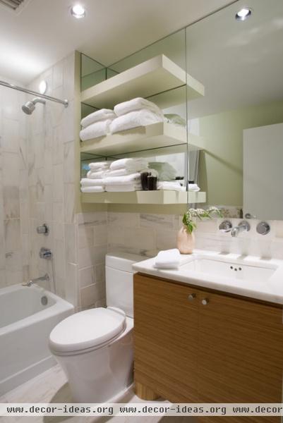 custom marble tile, bamboo cabinetry - contemporary - bathroom - birmingham