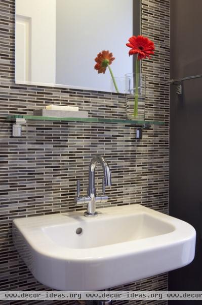 wall mounted sink w/ patterned tile - contemporary - bathroom - san francisco