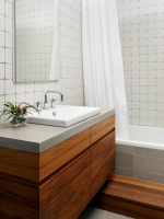 Teak and Concrete Bathroom - Williamsburg Renovation - modern - bathroom - new york