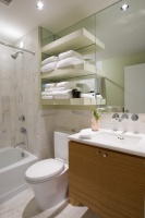 custom marble tile, bamboo cabinetry - contemporary - bathroom - birmingham