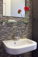 wall mounted sink w/ patterned tile - contemporary - bathroom - san francisco