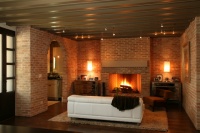 Bridlepath Brick Fireplace - contemporary - living room - austin