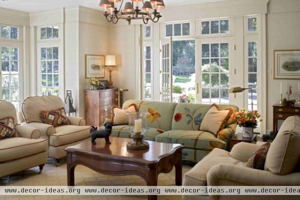 Family Room with French Doors - traditional - family room - philadelphia