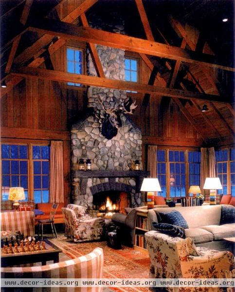 lakeside resort - traditional - family room - chicago