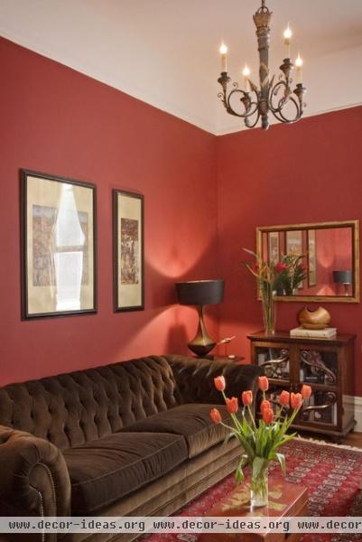 Red Study - traditional - living room - san francisco