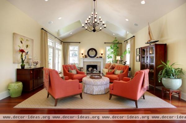 A pop of orange - traditional - living room - los angeles