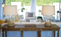 Sofa Console Table & Sand-Filled Glass Lamps - contemporary - living room - new york