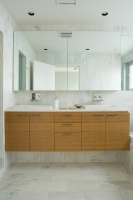 custom marble tile, bamboo cabinetry - contemporary - bathroom - birmingham