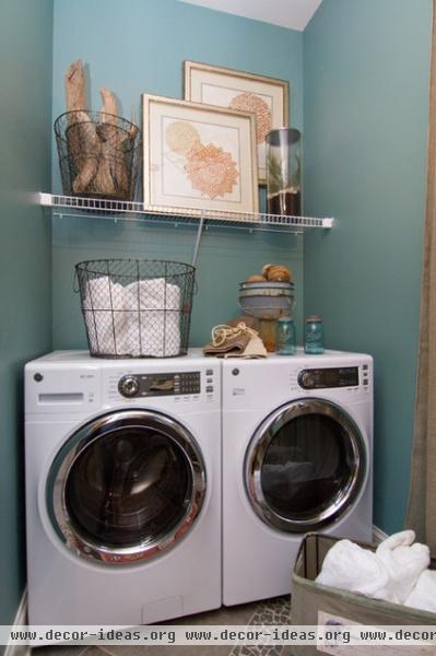 eclectic laundry room by Leslie Lewis & Associates