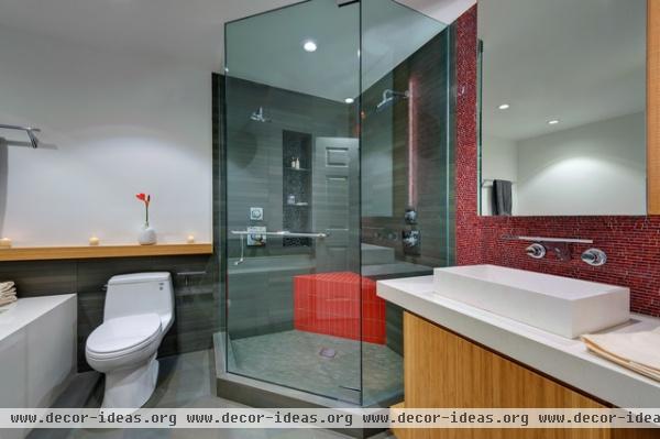 Bamboo and stone with a hint of color - modern - bathroom - san francisco