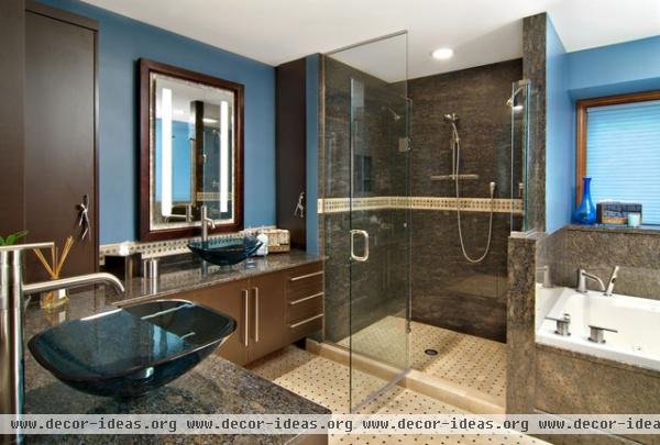 Shower, tub, vessel sinks - contemporary - bathroom - minneapolis