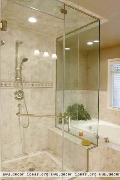 Traditional/Contemporary Travertine Bathroom - traditional - bathroom - portland