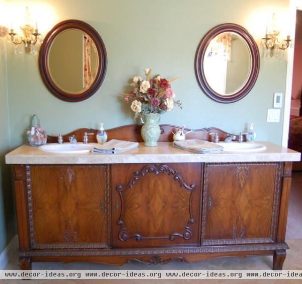 Antique Sideboard Buffet turned into Double Sink Vanity - traditional - bathroom - other metro