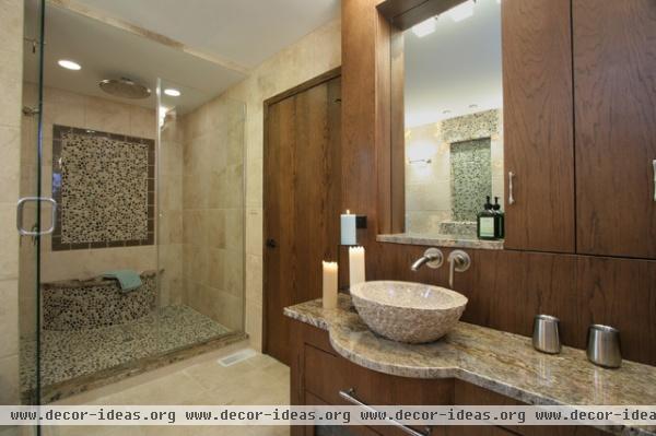 Lodge- Contemporary master - contemporary - bathroom - chicago