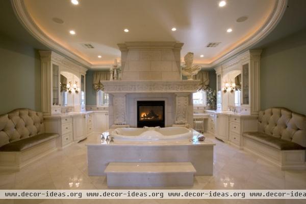 Master Bath Suite with his and her vanities and closets - mediterranean - bathroom - las vegas