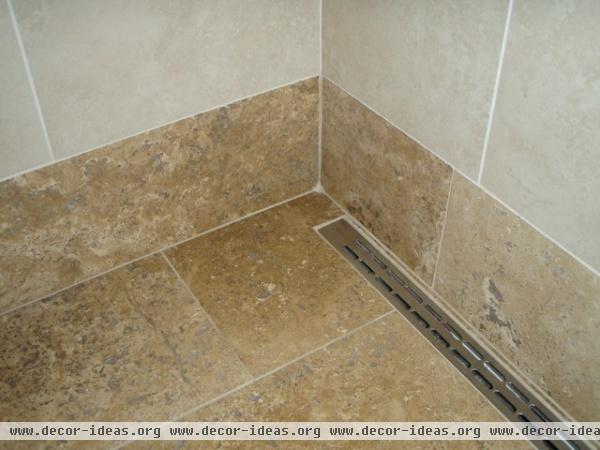 Linear drain in walk-in shower - tropical - bathroom - hawaii