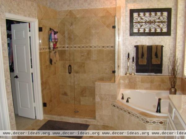 Honed Travertine - mediterranean - bathroom - dallas