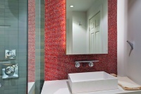 Concealed lighting at the backsplash effect - modern - bathroom - san francisco