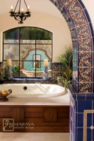 Malibu Tile Bathtub and Fountain - mediterranean - bathroom - santa barbara