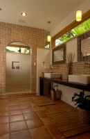 Crestwood 2 Story Cabana/Home Theatre Addition - tropical - bathroom - houston