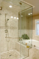 Traditional/Contemporary Travertine Bathroom - traditional - bathroom - portland