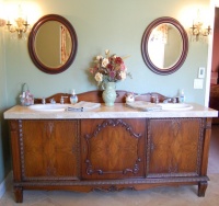 Antique Sideboard Buffet turned into Double Sink Vanity - traditional - bathroom - other metro