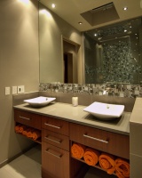 sustainable prefab contemporary sinks shower tub tile  clean minimal cabinets - modern - bathroom - portland