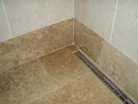 Linear drain in walk-in shower - tropical - bathroom - hawaii